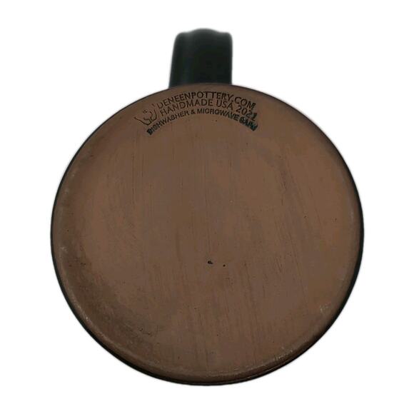 Deneen Pottery Bones Coffee Co Irish Cream Coffee Mug Green Stoneware Skeleton - Picture 7 of 11